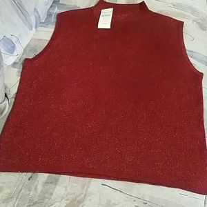 COLD WATER CREEK MOCK NECK RED SWEATER